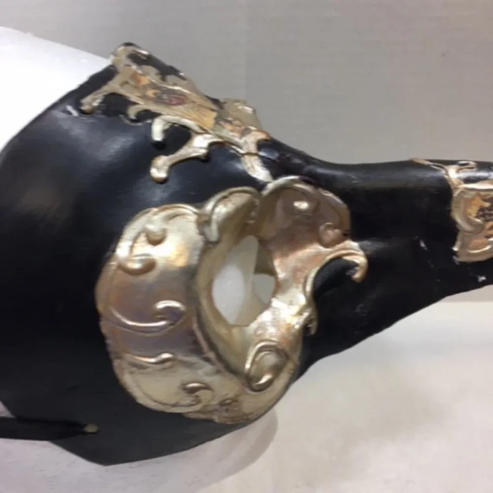 Unique Carnival Venetian Mask Doctor of The Plague w/Gold Embellishment & Pics